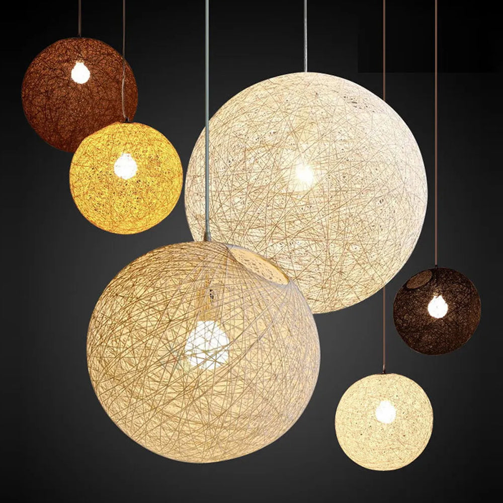 Pendant Light Rattan 15.8 in Indoor Dining Room Living Room Hanging Ceiling Lamp Soft Glow Decorative Accent | Kalsten