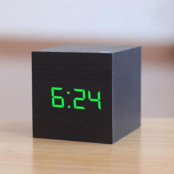 LED Wooden Cube Alarm Clock | Kalsten