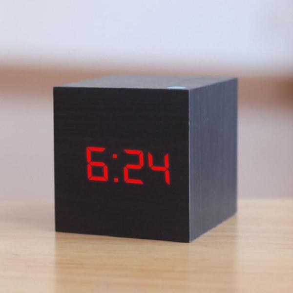 LED Wooden Cube Alarm Clock | Kalsten