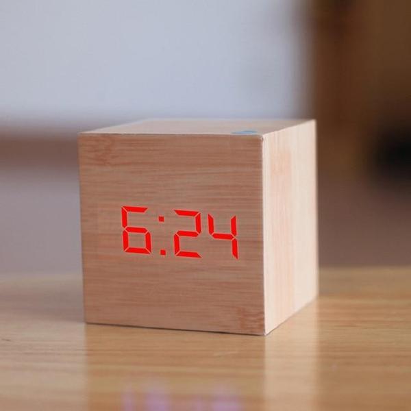 LED Wooden Cube Alarm Clock | Kalsten