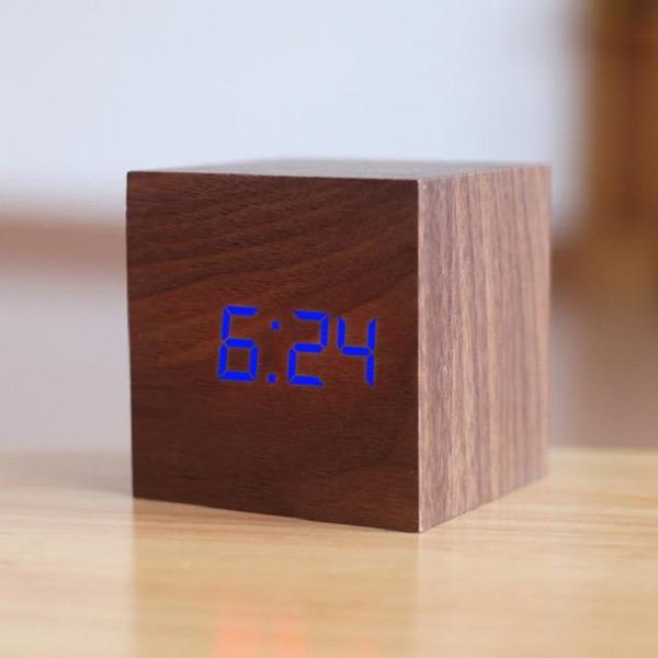 LED Wooden Cube Alarm Clock | Kalsten