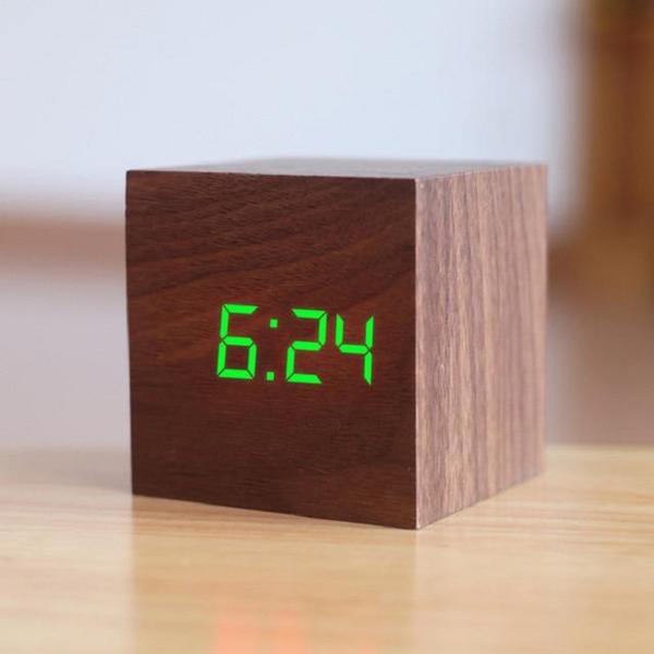 LED Wooden Cube Alarm Clock | Kalsten