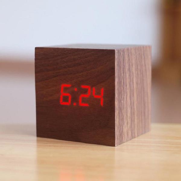 LED Wooden Cube Alarm Clock | Kalsten