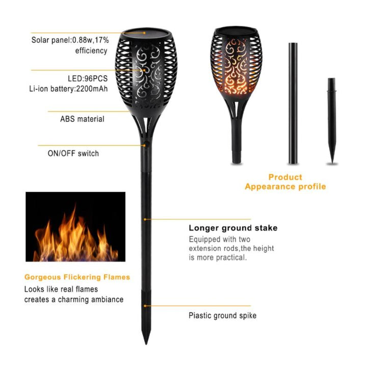 LED Solar Garden Torpedoes Deluxe 96 LED (4 pieces) | Kalsten