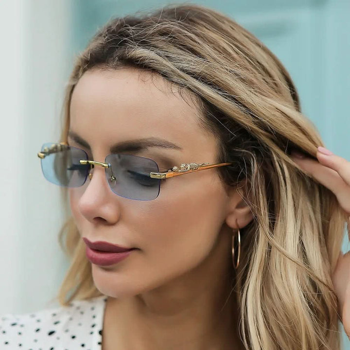 Kalsten | Rimless Leopard Head Sunglasses with UV400 Protection