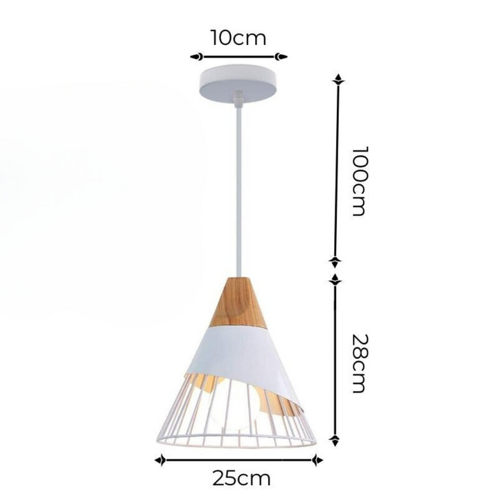 Modern Industrial Pendant Light in Scandinavian Style – Wood & Metal Kalsten