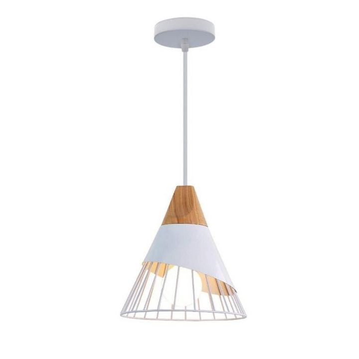 Modern Industrial Pendant Light in Scandinavian Style – Wood & Metal Kalsten