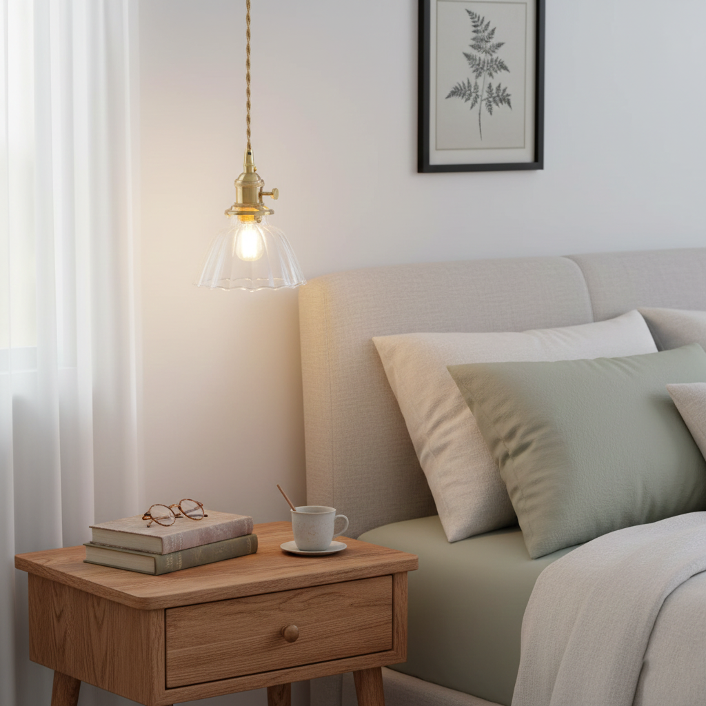 Pendant Light Brass Clear Glass Shade 5.5 in Kitchen Island Dining Hanging Adjustable Cord E26 Single Bulb Minimalist Ceiling Fixture | Kalsten