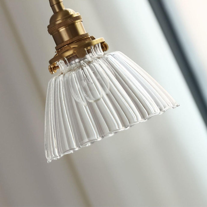 Pendant Light Brass Clear Glass Shade 5.5 in Kitchen Island Dining Hanging Adjustable Cord E26 Single Bulb Minimalist Ceiling Fixture | Kalsten