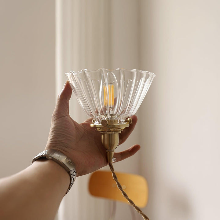 Pendant Light Brass Clear Glass Shade 5.5 in Kitchen Island Dining Hanging Adjustable Cord E26 Single Bulb Minimalist Ceiling Fixture | Kalsten