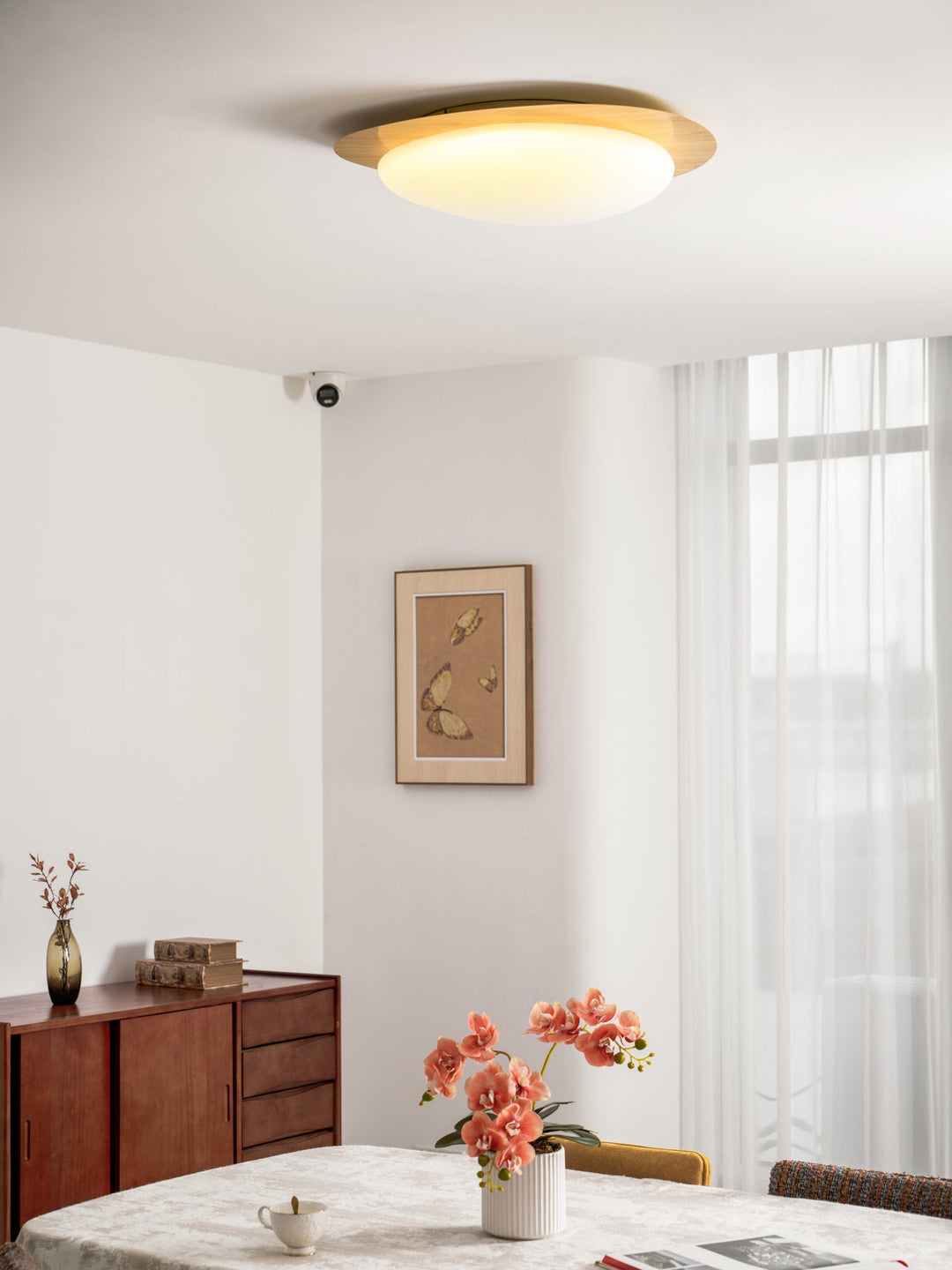 Pebble Ceiling Light 11.8 in 12W Walnut Grain Indoor Flush Mount LED | Modern Bedroom Living Room Dining Room Ceiling Fixture | Kalsten