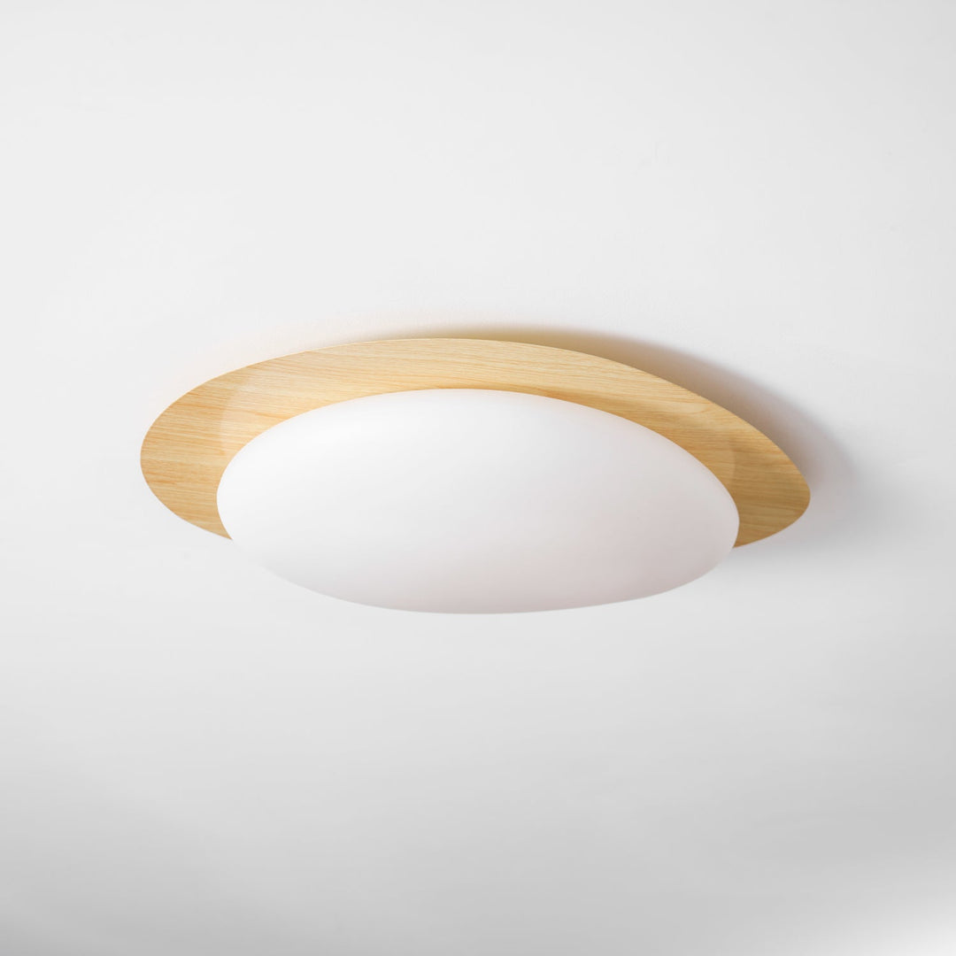 Pebble Ceiling Light 11.8 in 12W Walnut Grain Indoor Flush Mount LED | Modern Bedroom Living Room Dining Room Ceiling Fixture | Kalsten