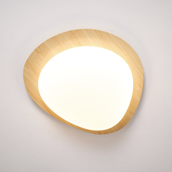 Pebble Ceiling Light 11.8 in 12W Walnut Grain Indoor Flush Mount LED | Modern Bedroom Living Room Dining Room Ceiling Fixture | Kalsten