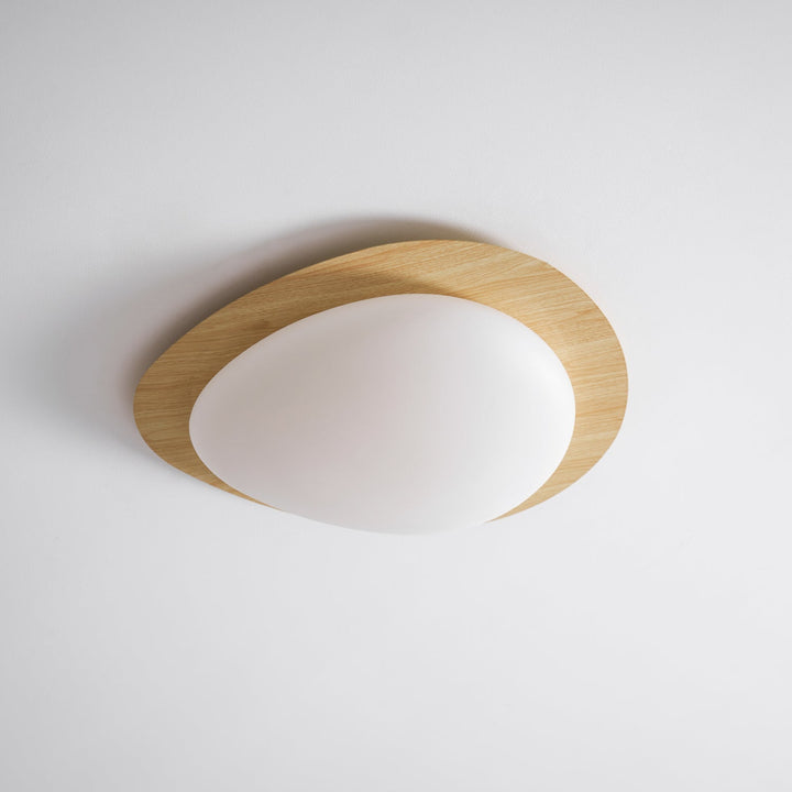 Pebble Ceiling Light 11.8 in 12W Walnut Grain Indoor Flush Mount LED | Modern Bedroom Living Room Dining Room Ceiling Fixture | Kalsten
