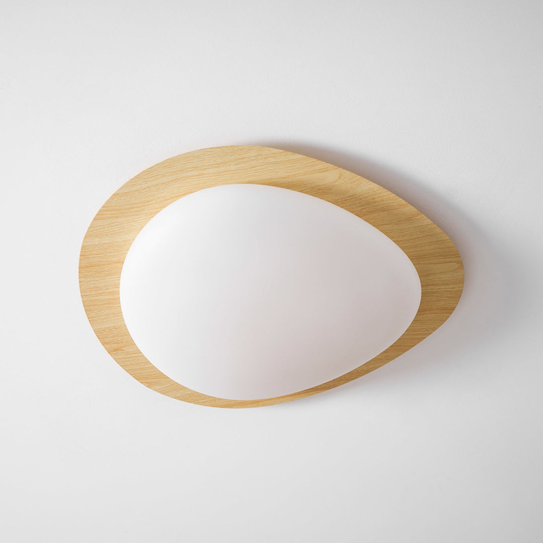 Pebble Ceiling Light 11.8 in 12W Walnut Grain Indoor Flush Mount LED | Modern Bedroom Living Room Dining Room Ceiling Fixture | Kalsten