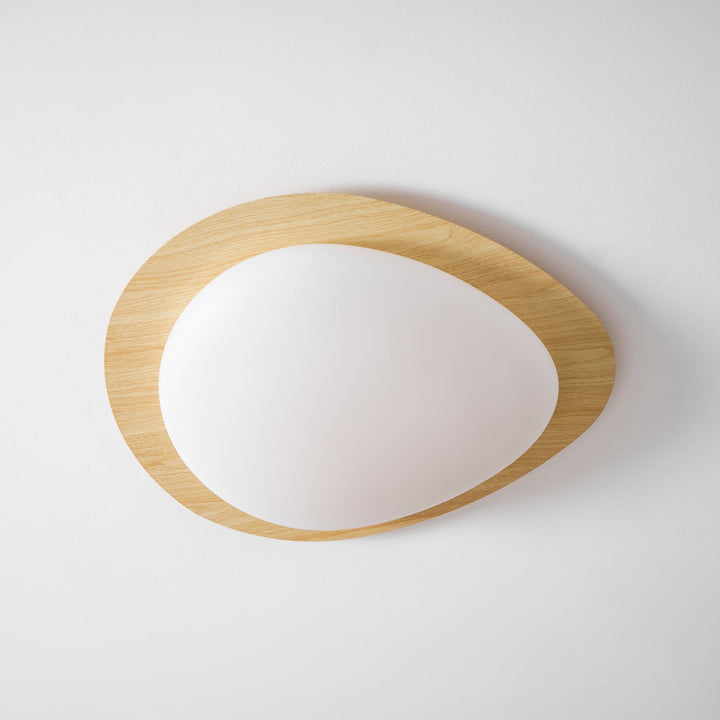 Pebble Ceiling Light 11.8 in 12W Walnut Grain Indoor Flush Mount LED | Modern Bedroom Living Room Dining Room Ceiling Fixture | Kalsten