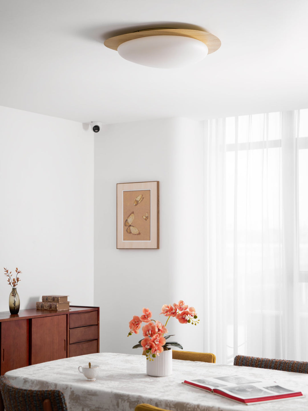 Pebble Ceiling Light 11.8 in 12W Walnut Grain Indoor Flush Mount LED | Modern Bedroom Living Room Dining Room Ceiling Fixture | Kalsten