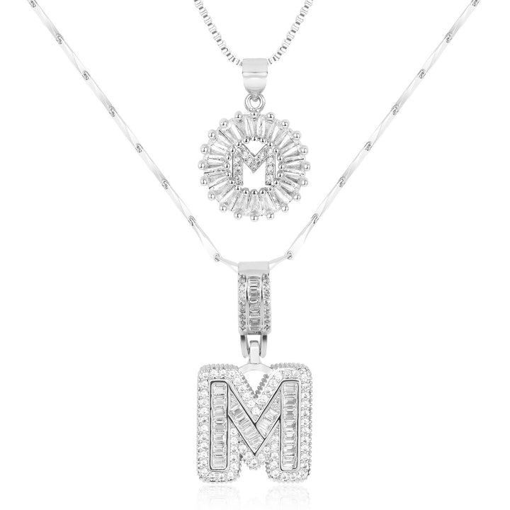 Kalsten | 2pc 14k Diamond Letter Initial Necklaces