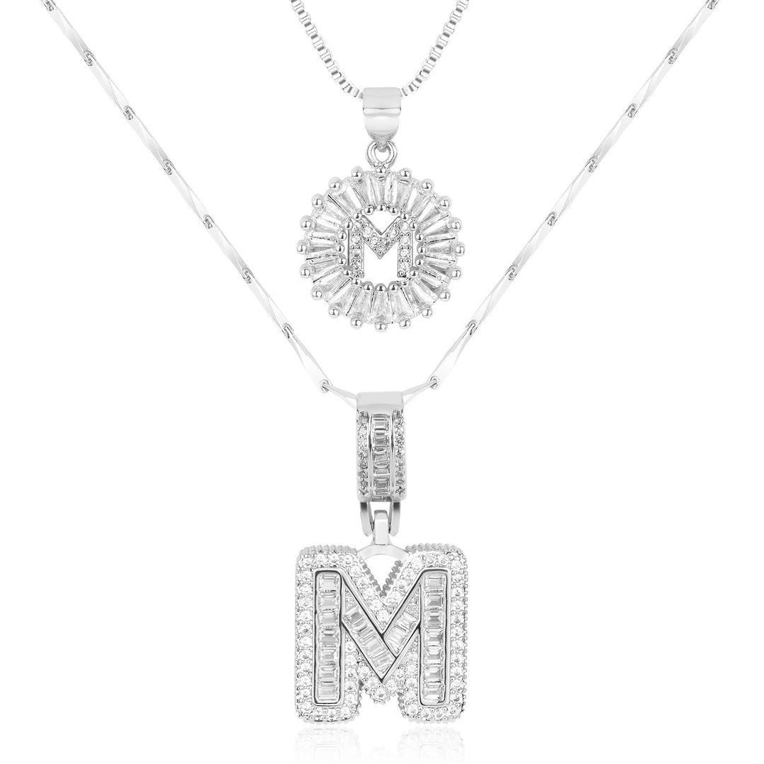 Kalsten | 2pc 14k Diamond Letter Initial Necklaces