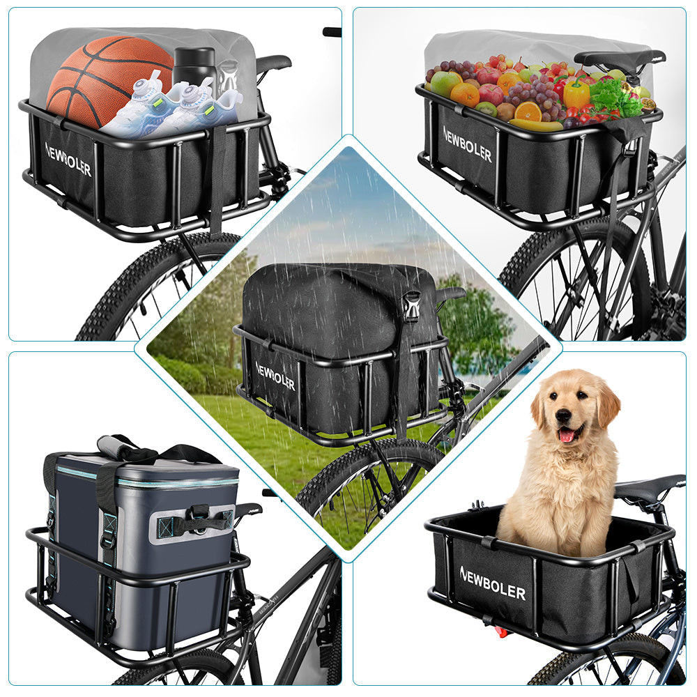 Kalsten | Heavy-Duty Rear Bike Basket with Rack – Large Metal Bicycle Carrier for Groceries, Commutes & E-Bikes