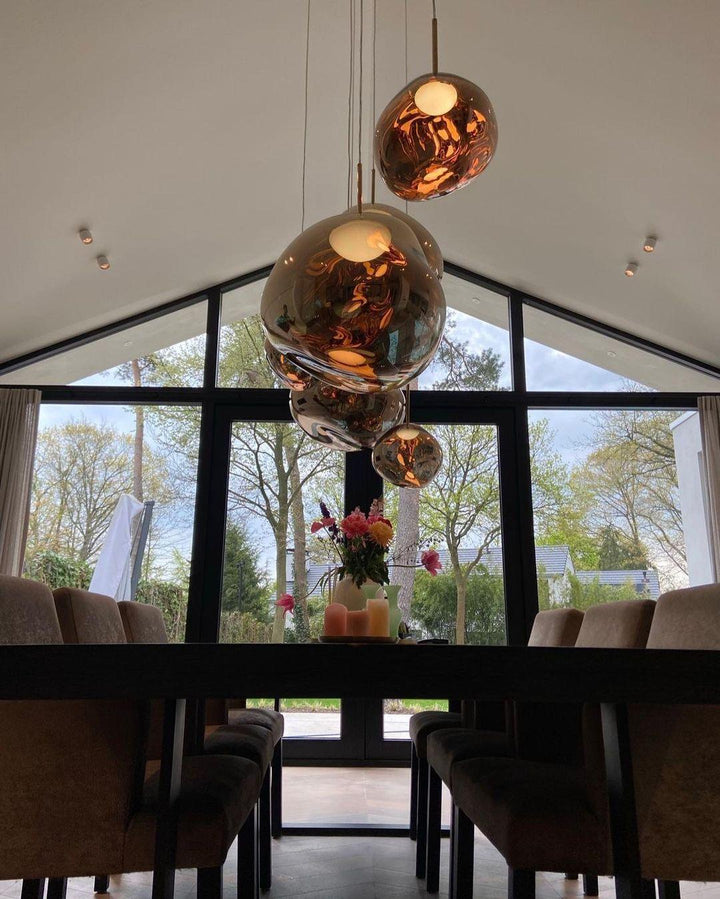 Pendant Lamp Metal 11 in Adjustable Ceiling Light Silver Gold Rose Gold Smoky Gray | Kalsten