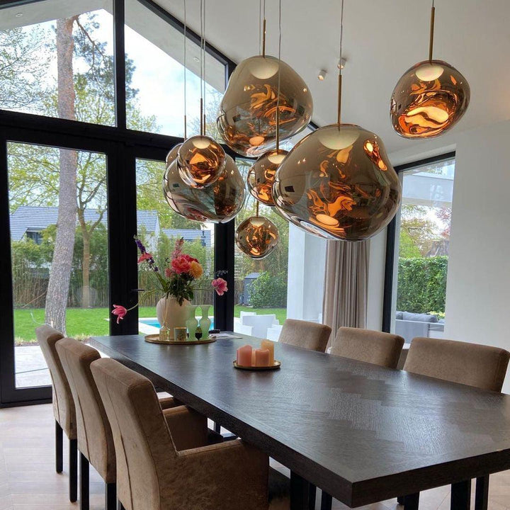 Pendant Lamp Metal 11 in Adjustable Ceiling Light Silver Gold Rose Gold Smoky Gray | Kalsten