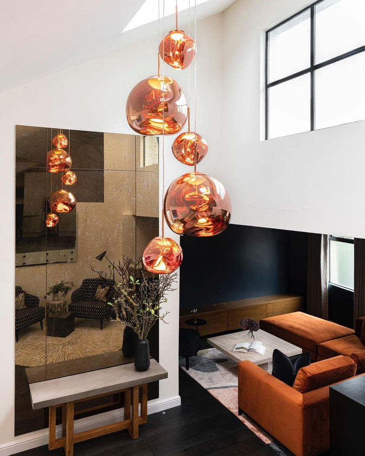 Pendant Lamp Metal 11 in Adjustable Ceiling Light Silver Gold Rose Gold Smoky Gray | Kalsten