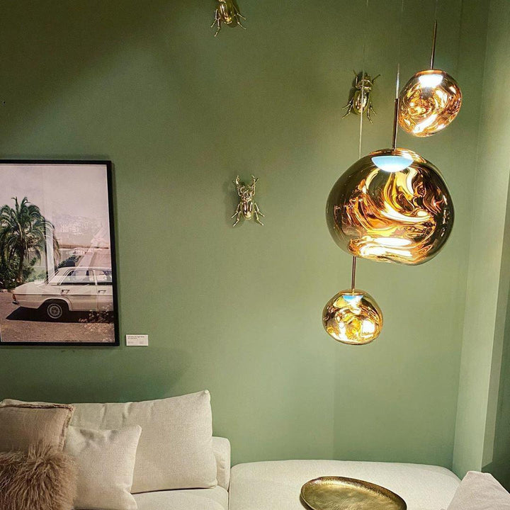 Pendant Lamp Metal 11 in Adjustable Ceiling Light Silver Gold Rose Gold Smoky Gray | Kalsten
