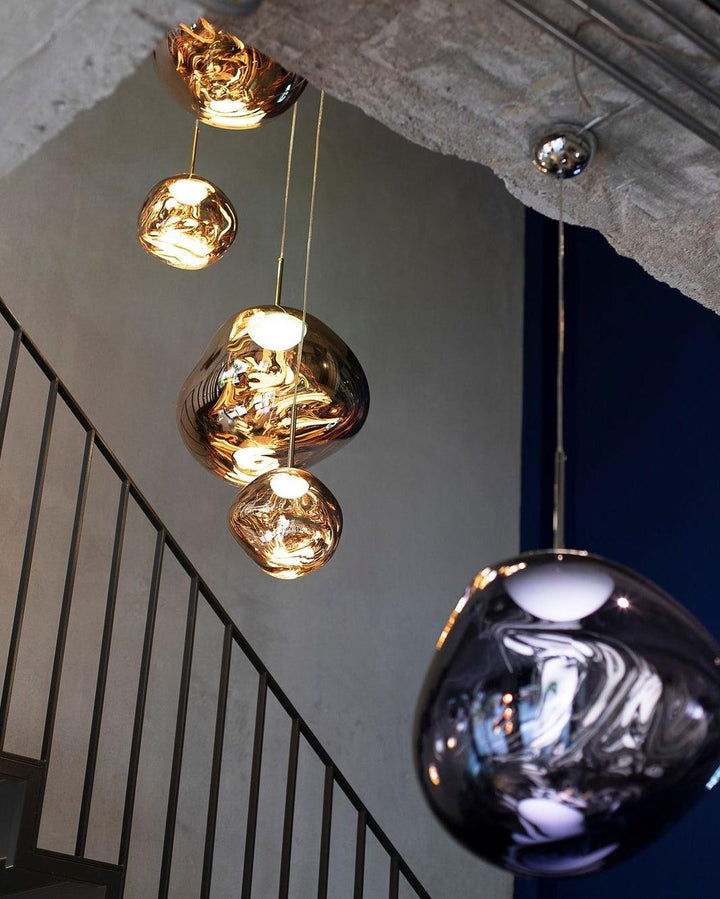 Pendant Lamp Metal 11 in Adjustable Ceiling Light Silver Gold Rose Gold Smoky Gray | Kalsten