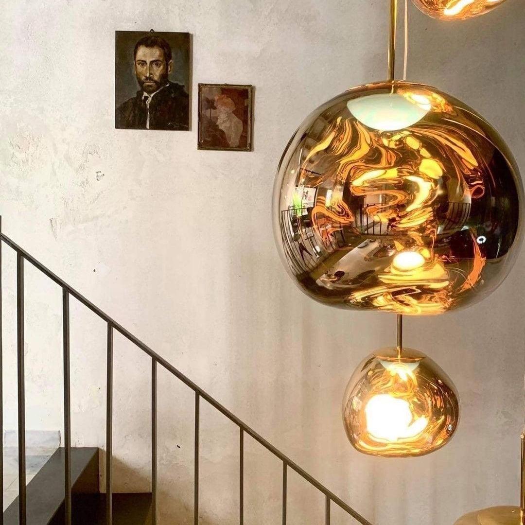 Pendant Lamp Metal 11 in Adjustable Ceiling Light Silver Gold Rose Gold Smoky Gray | Kalsten