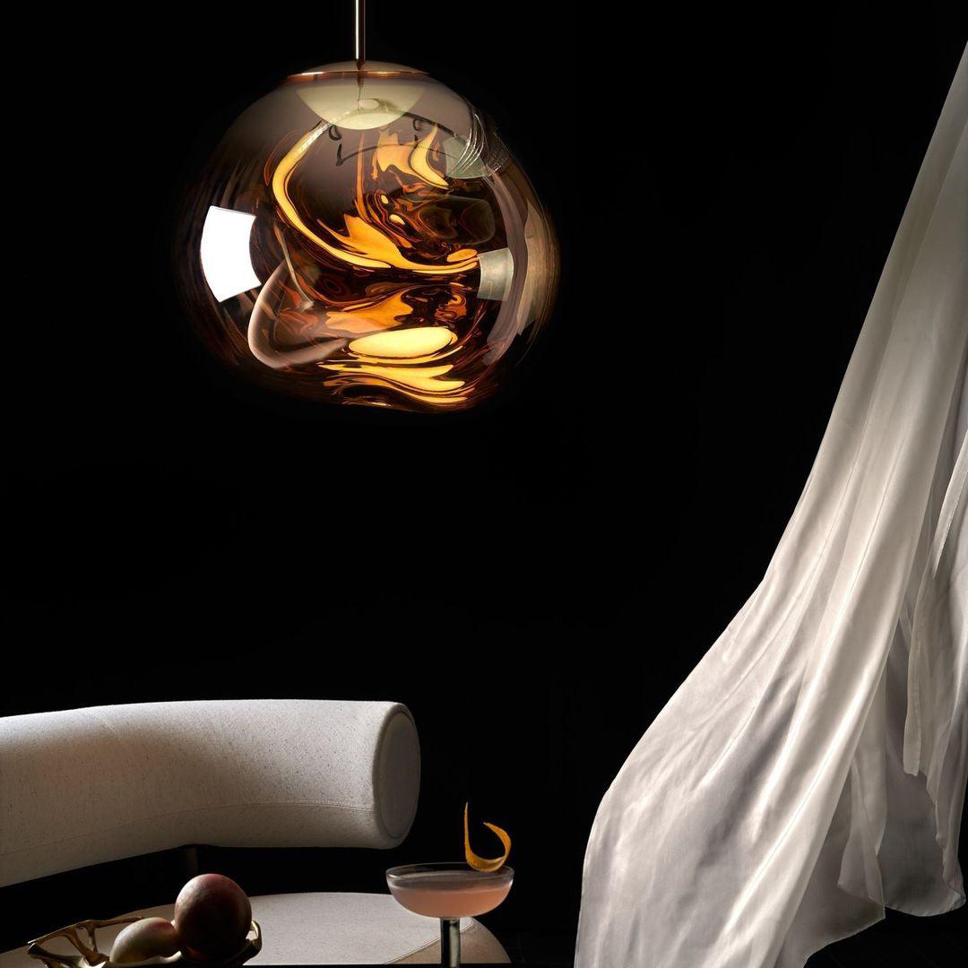 Pendant Lamp Metal 11 in Adjustable Ceiling Light Silver Gold Rose Gold Smoky Gray | Kalsten