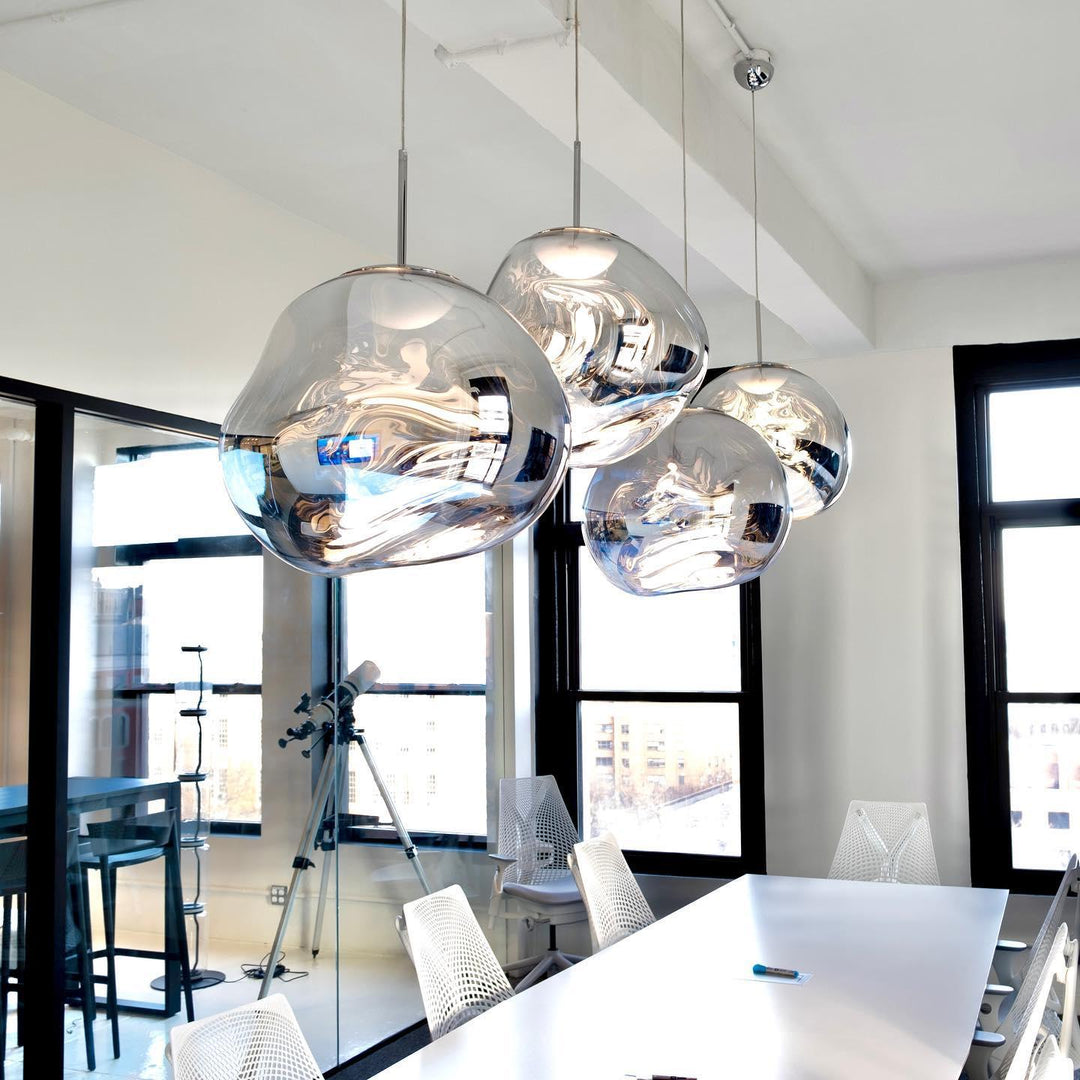Pendant Lamp Metal 11 in Adjustable Ceiling Light Silver Gold Rose Gold Smoky Gray | Kalsten