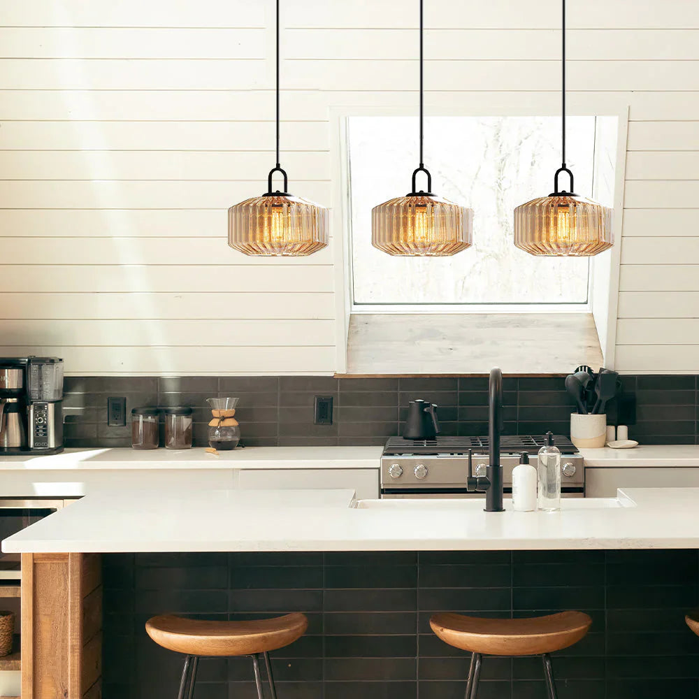 Pendant Light Glass 11 in Handblown Indoor Warm Glow Dining Room Kitchen Hallway Lighting | Kalsten