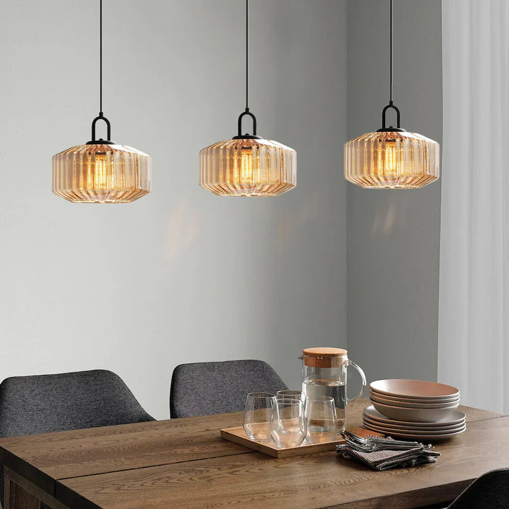 Pendant Light Glass 11 in Handblown Indoor Warm Glow Dining Room Kitchen Hallway Lighting | Kalsten