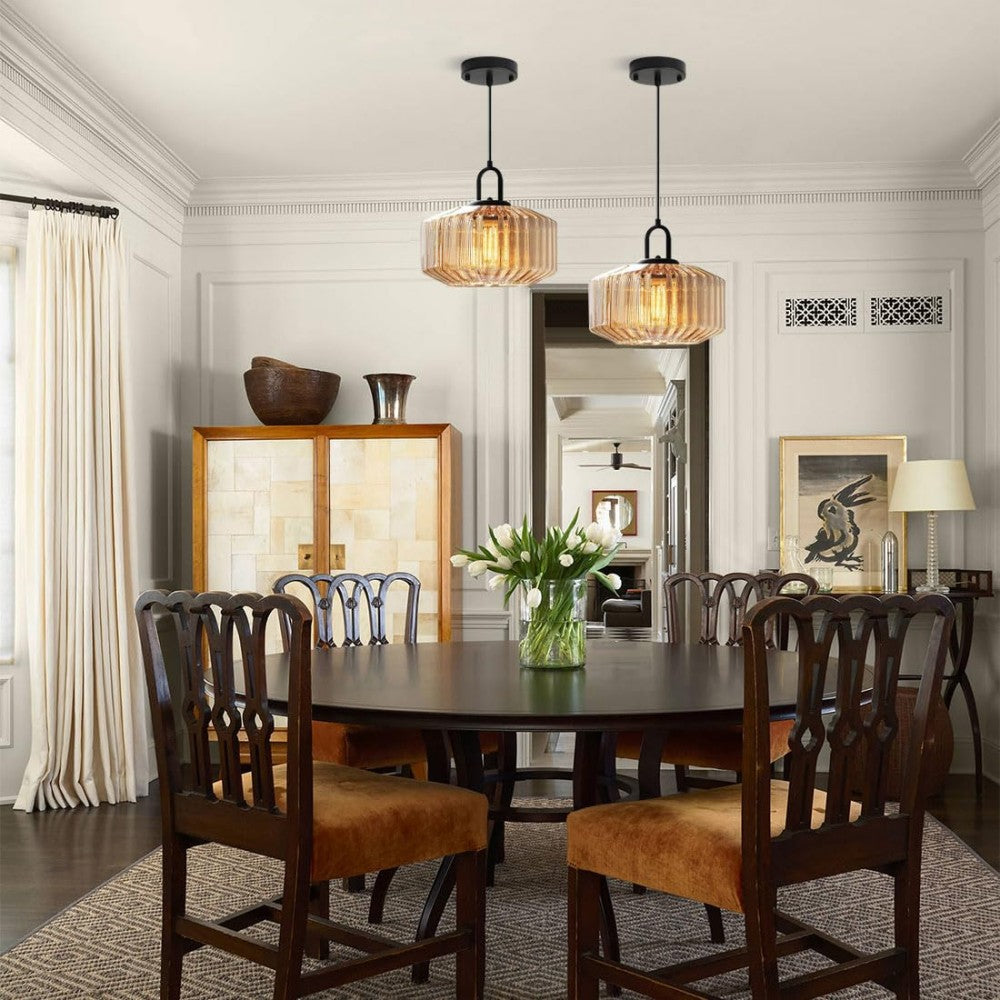 Pendant Light Glass 11 in Handblown Indoor Warm Glow Dining Room Kitchen Hallway Lighting | Kalsten