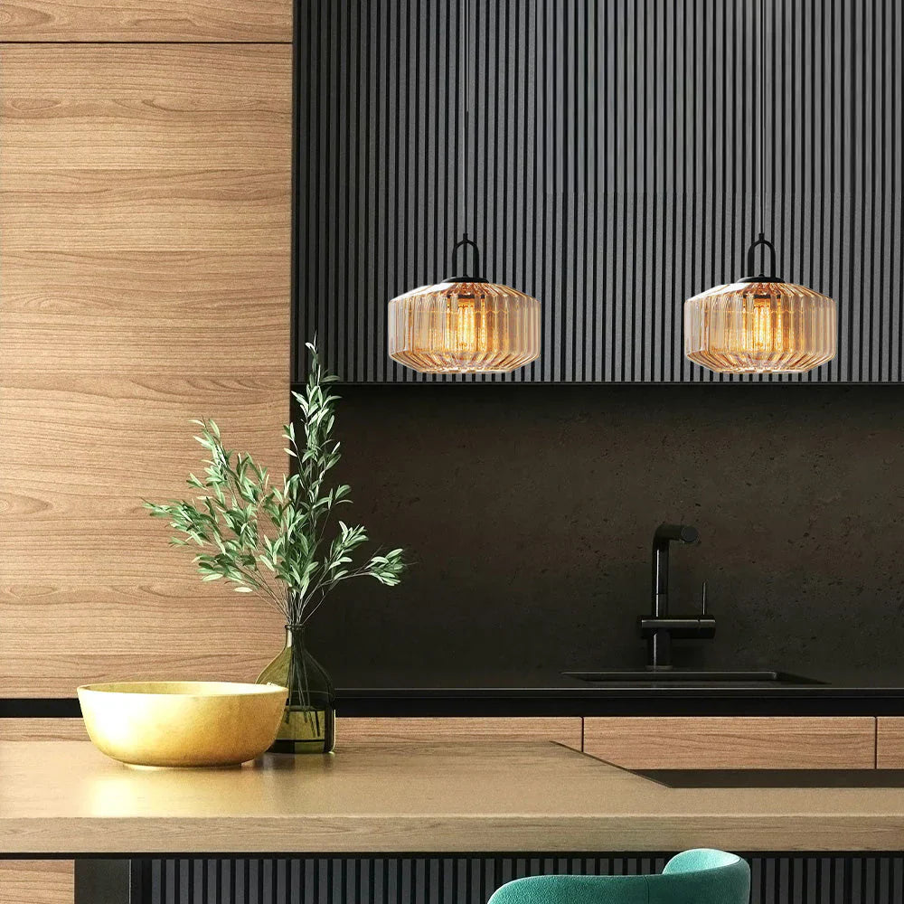 Pendant Light Glass 11 in Handblown Indoor Warm Glow Dining Room Kitchen Hallway Lighting | Kalsten