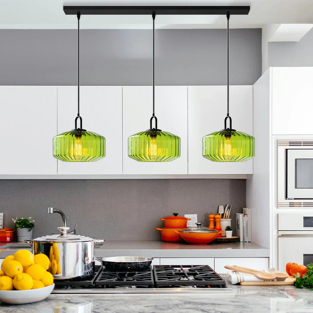 Pendant Light Glass 11 in Handblown Indoor Warm Glow Dining Room Kitchen Hallway Lighting | Kalsten