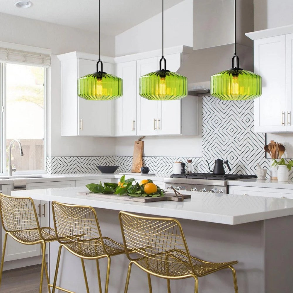 Pendant Light Glass 11 in Handblown Indoor Warm Glow Dining Room Kitchen Hallway Lighting | Kalsten