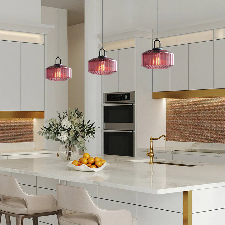 Pendant Light Glass 11 in Handblown Indoor Warm Glow Dining Room Kitchen Hallway Lighting | Kalsten