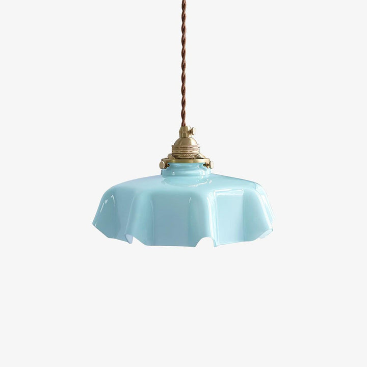 Ceramic Pendant Light 9.8 in x 5.1 in Adjustable Ceiling Indoor White Beige Pink Blue Vintage Lampshade | Kalsten
