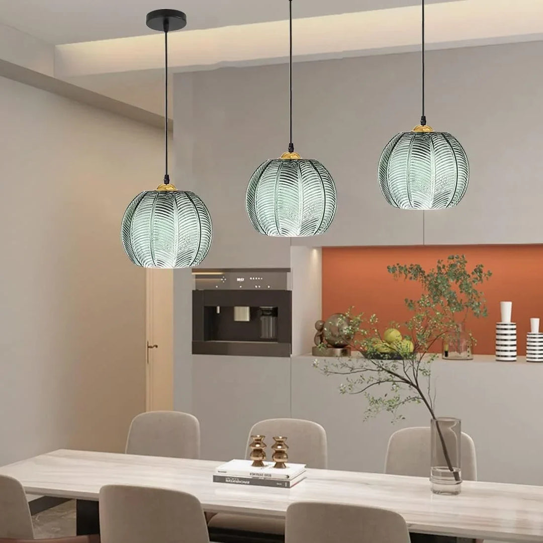 Pendant Light Glass 12 in Boho Tropical Palm Leaf Living Room Kitchen Bedroom Hanging Lamp | Kalsten