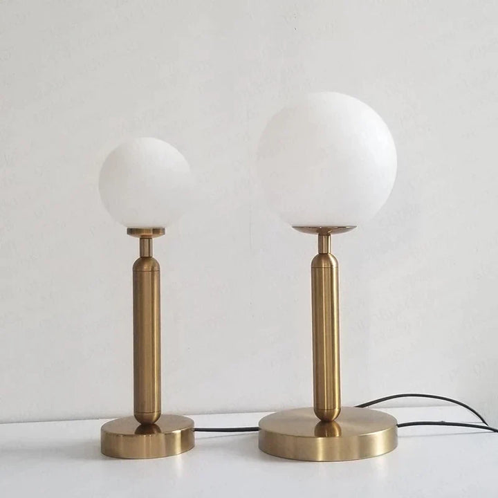 Stylish Brass & Glass LED Table Lamp – GlowSphere Kalsten