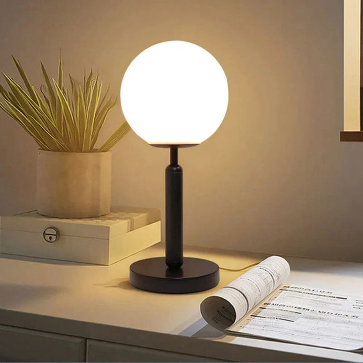 Stylish Brass & Glass LED Table Lamp – GlowSphere Kalsten