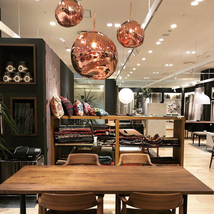 Modern Lava Pendant Lamp 7 in Copper Chrome Gold Ceiling Dining Lighting Mirror Effect Hanging Fixture | Kalsten