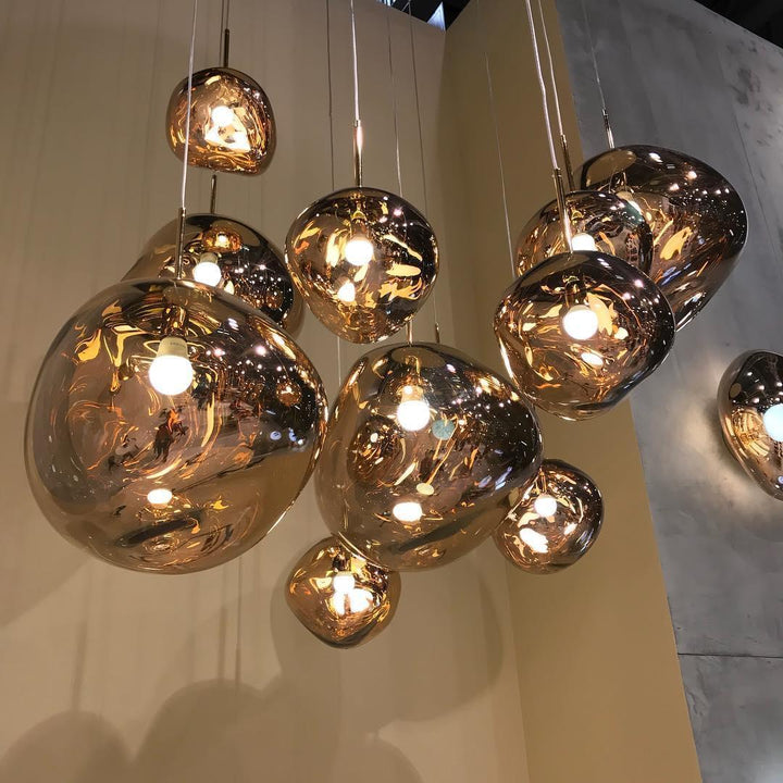 Modern Lava Pendant Lamp 7 in Copper Chrome Gold Ceiling Dining Lighting Mirror Effect Hanging Fixture | Kalsten