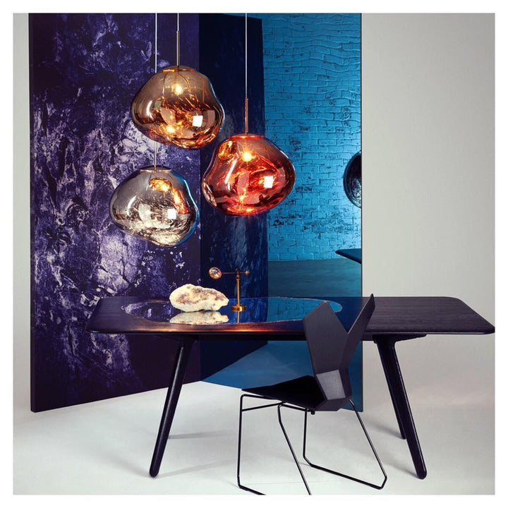 Modern Lava Pendant Lamp 7 in Copper Chrome Gold Ceiling Dining Lighting Mirror Effect Hanging Fixture | Kalsten