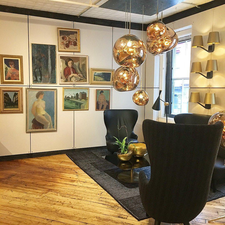 Modern Lava Pendant Lamp 7 in Copper Chrome Gold Ceiling Dining Lighting Mirror Effect Hanging Fixture | Kalsten
