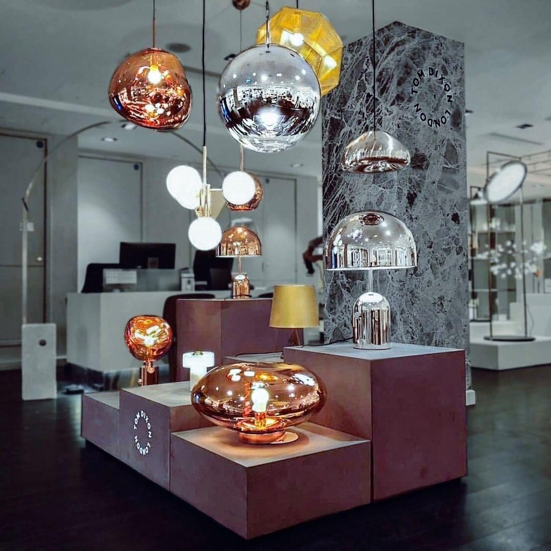 Modern Lava Pendant Lamp 7 in Copper Chrome Gold Ceiling Dining Lighting Mirror Effect Hanging Fixture | Kalsten
