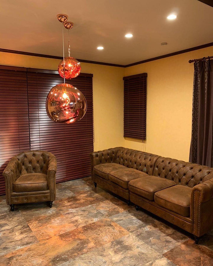 Modern Lava Pendant Lamp 7 in Copper Chrome Gold Ceiling Dining Lighting Mirror Effect Hanging Fixture | Kalsten