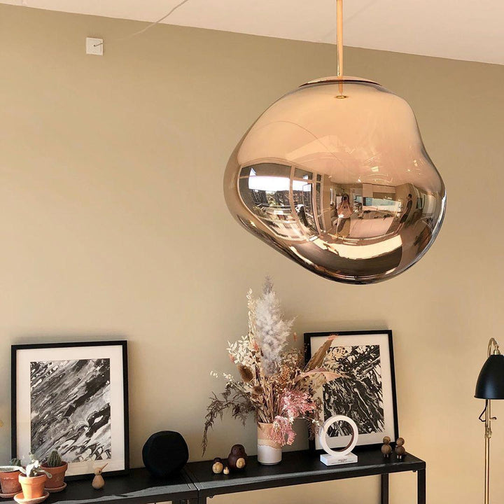 Modern Lava Pendant Lamp 7 in Copper Chrome Gold Ceiling Dining Lighting Mirror Effect Hanging Fixture | Kalsten